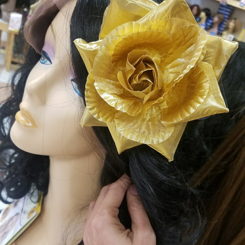 Huge gold rose hair clip